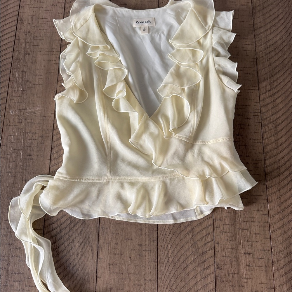 Open Edit Butter Yellow Ruffle Blouse